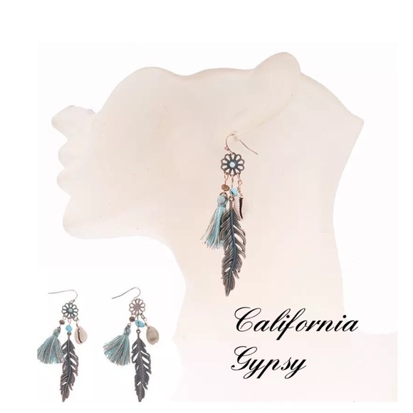 Feather Tassel Shell Charm Earrings - Picture 5 of 8